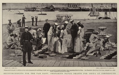 Verstärkungen für den Fernen Osten, Vorbereitung von Marineeinheiten für China in Portsmouth von Joseph Nash